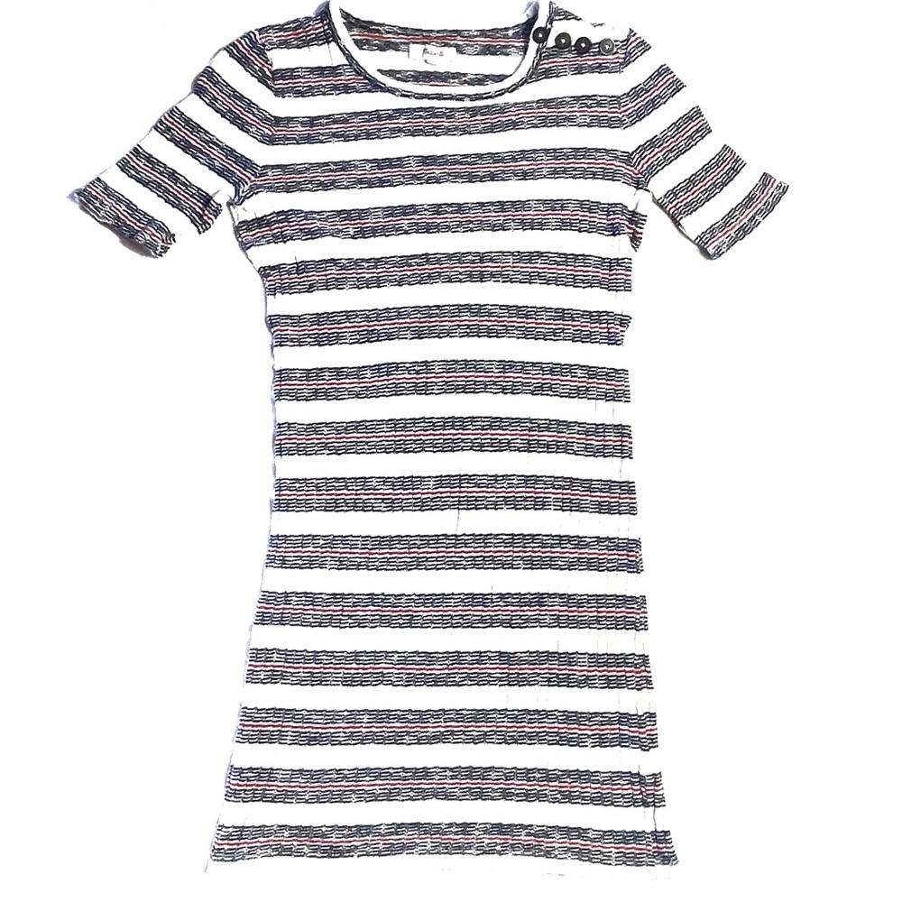 Madewell Striped Midi Crew Neck Dress